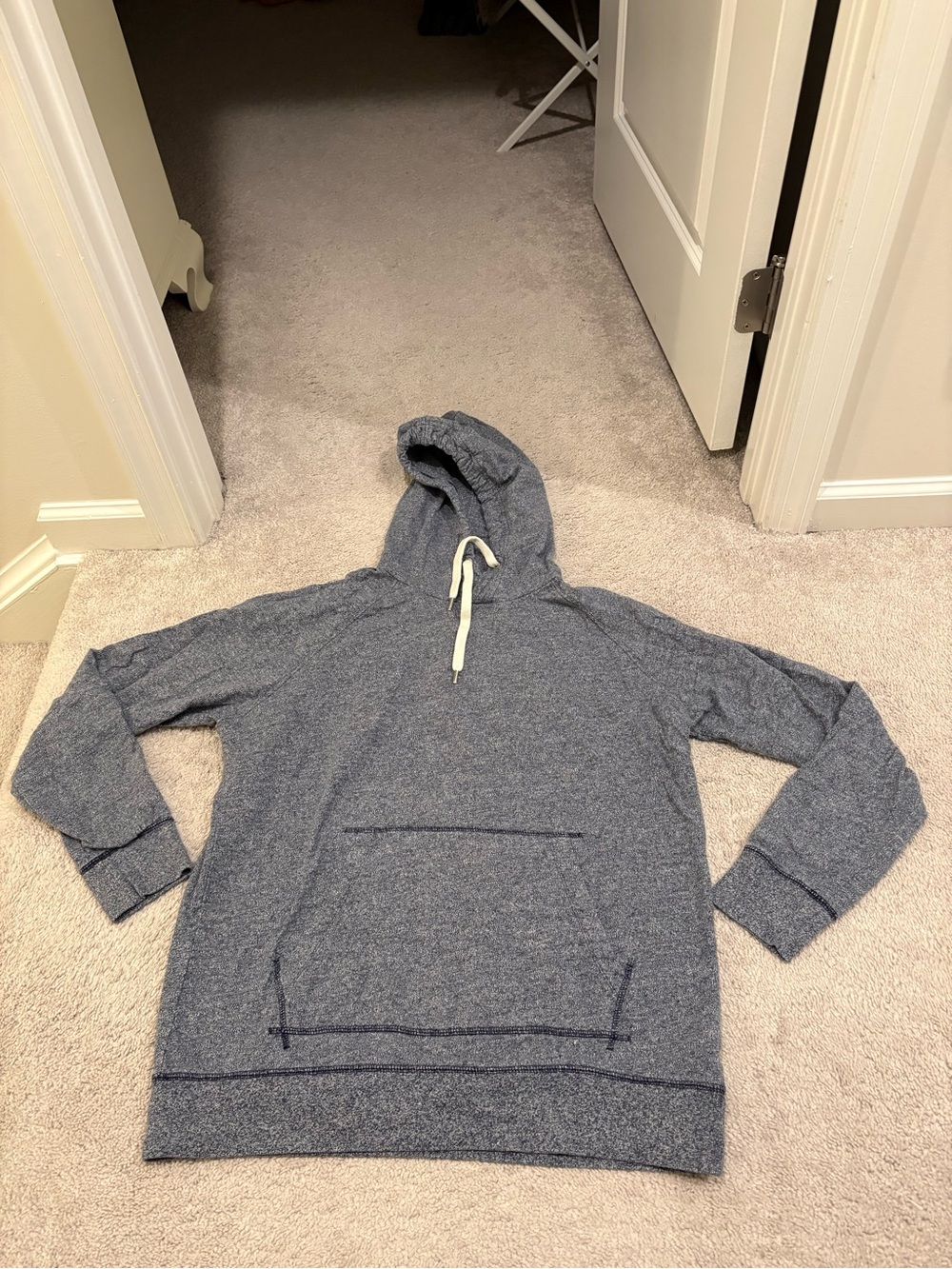 Heather Navy Hooded Pullover Sweatshirt